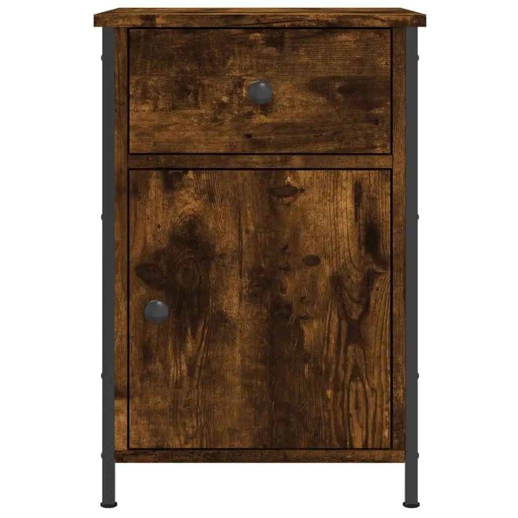 Bedside Cabinets Brown 2 Piece Engineered Wood Nightstands Storage Furniture