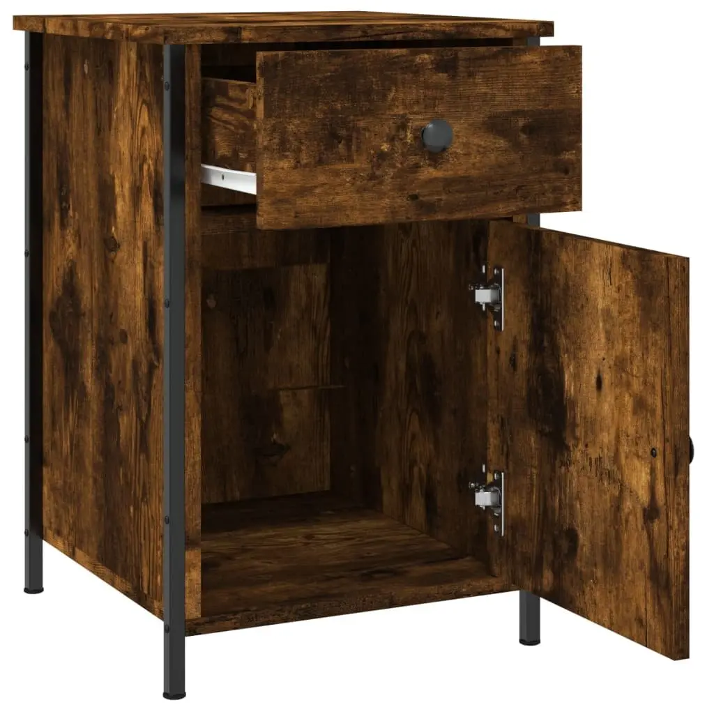 Bedside Cabinets Brown 2 Piece Engineered Wood Nightstands Storage Furniture