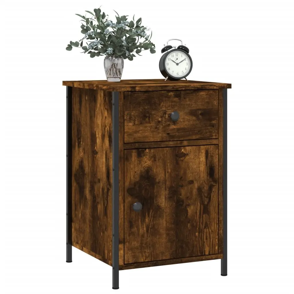 Bedside Cabinets Brown 2 Piece Engineered Wood Nightstands Storage Furniture