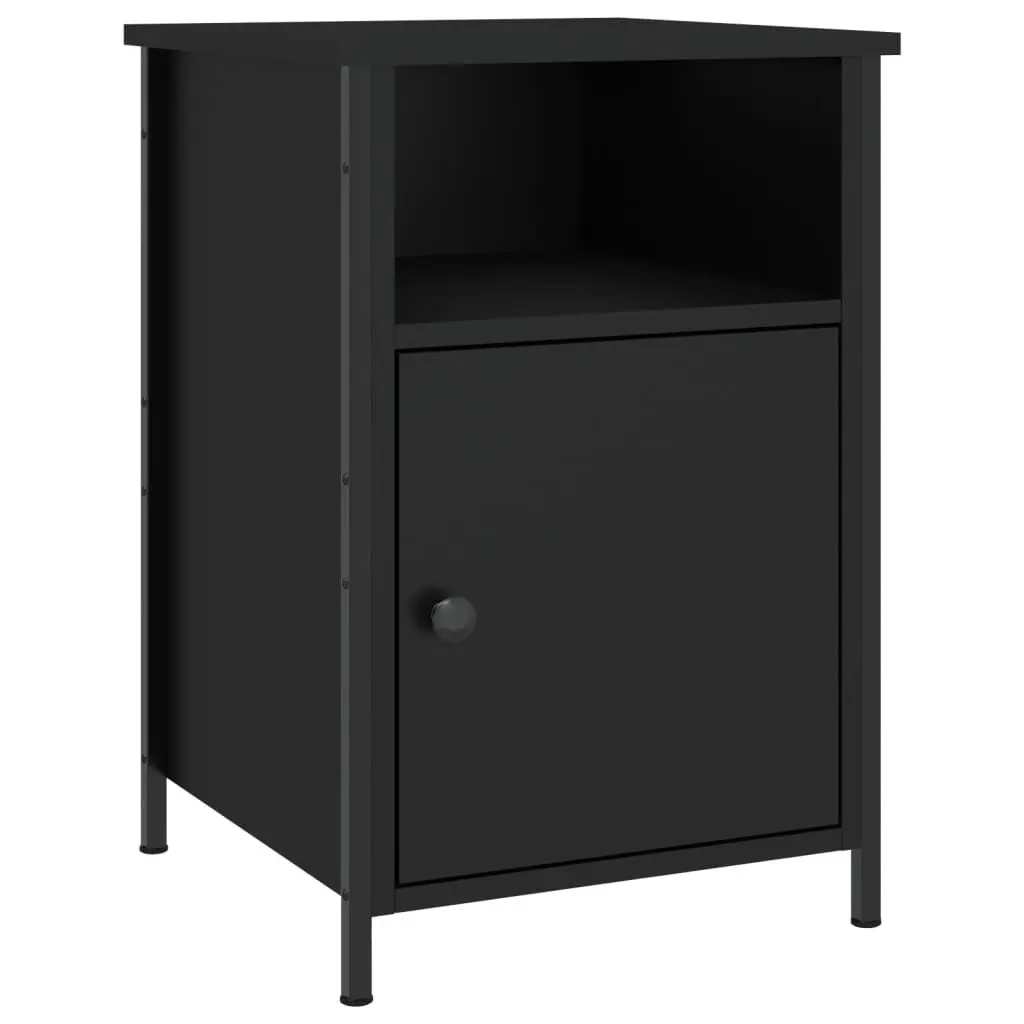 Engineered Wood Nightstand Table Black 40x42x60 cm Sturdy Frame Ample Storage