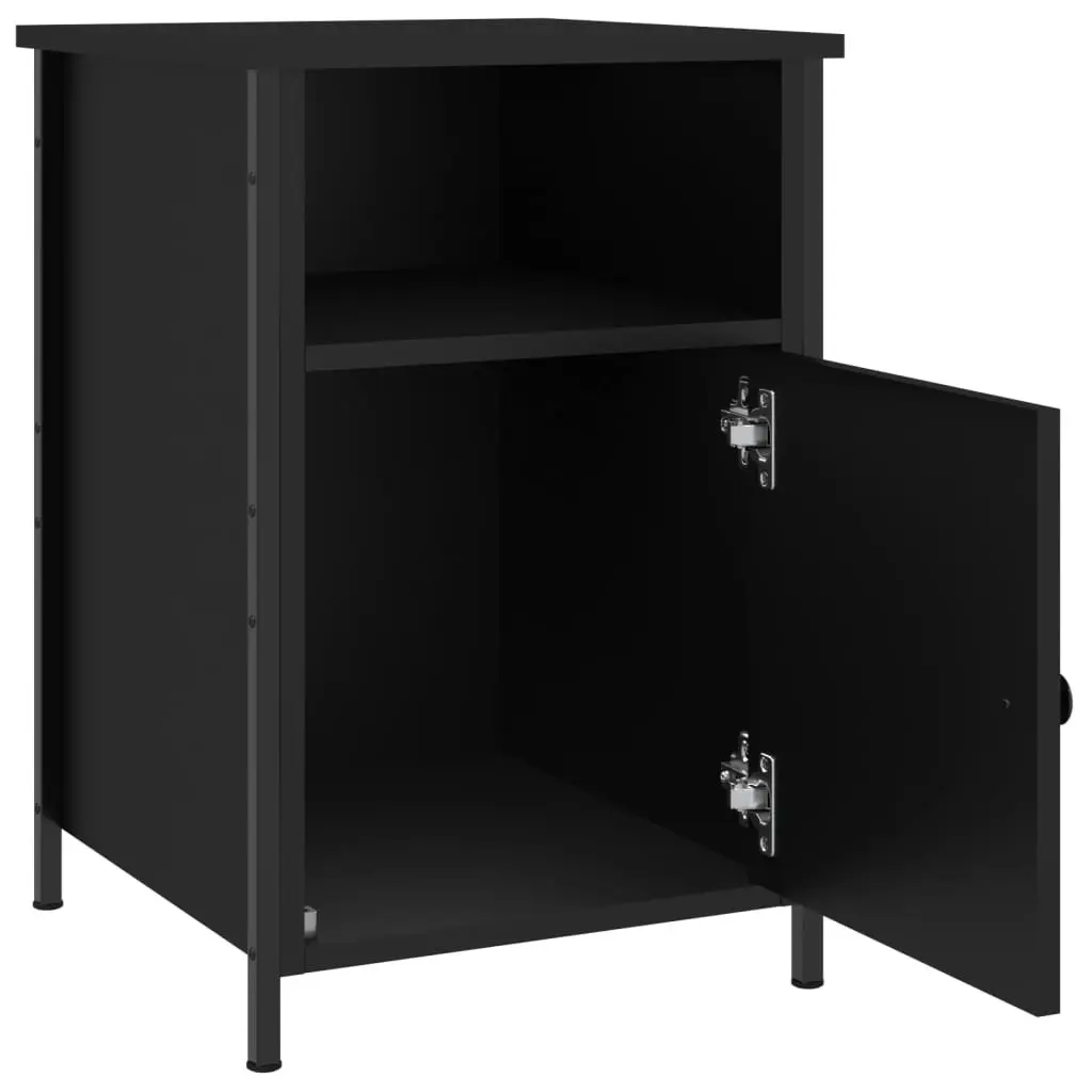 Bedside Cabinets Black 2 Piece Engineered Wood Storage Organiser