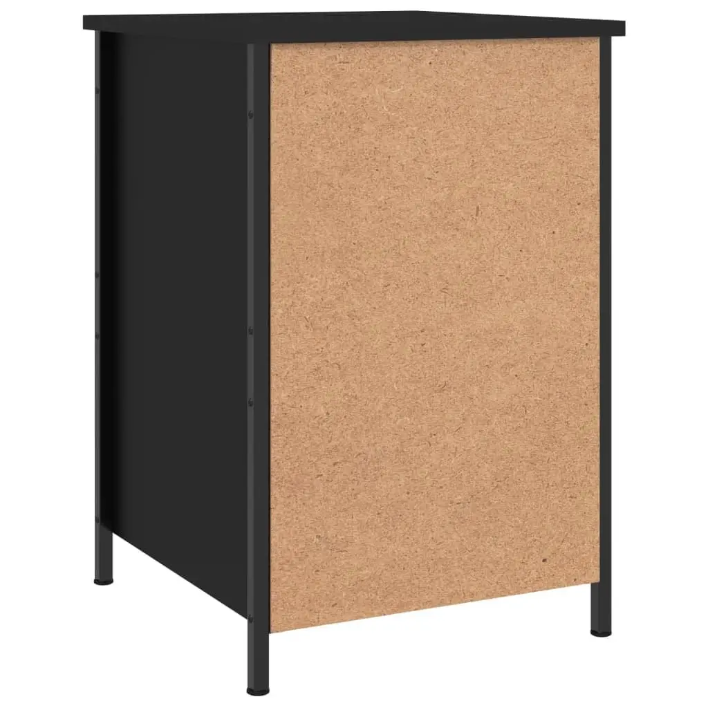 Bedside Cabinets Black 2 Piece Engineered Wood Storage Organiser