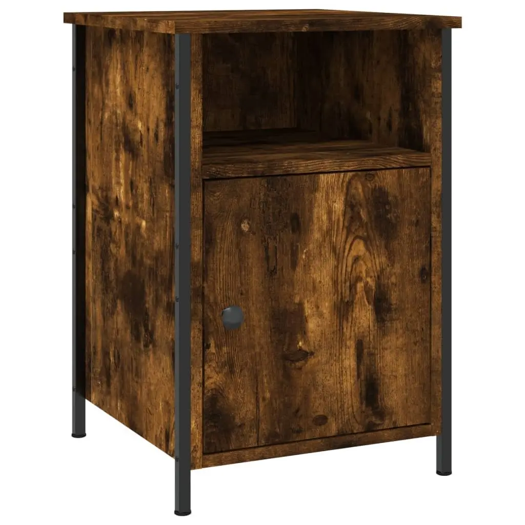 Smoked Oak Bedside Cabinet 40x42x60cm Engineered Wood Nightstand Storage 2 Piece Set