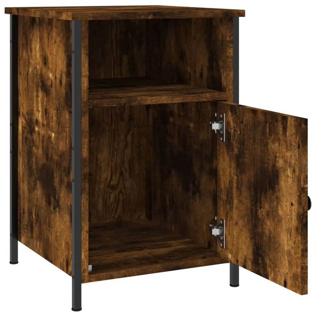 Smoked Oak Bedside Cabinet 40x42x60cm Engineered Wood Nightstand Storage 2 Piece Set
