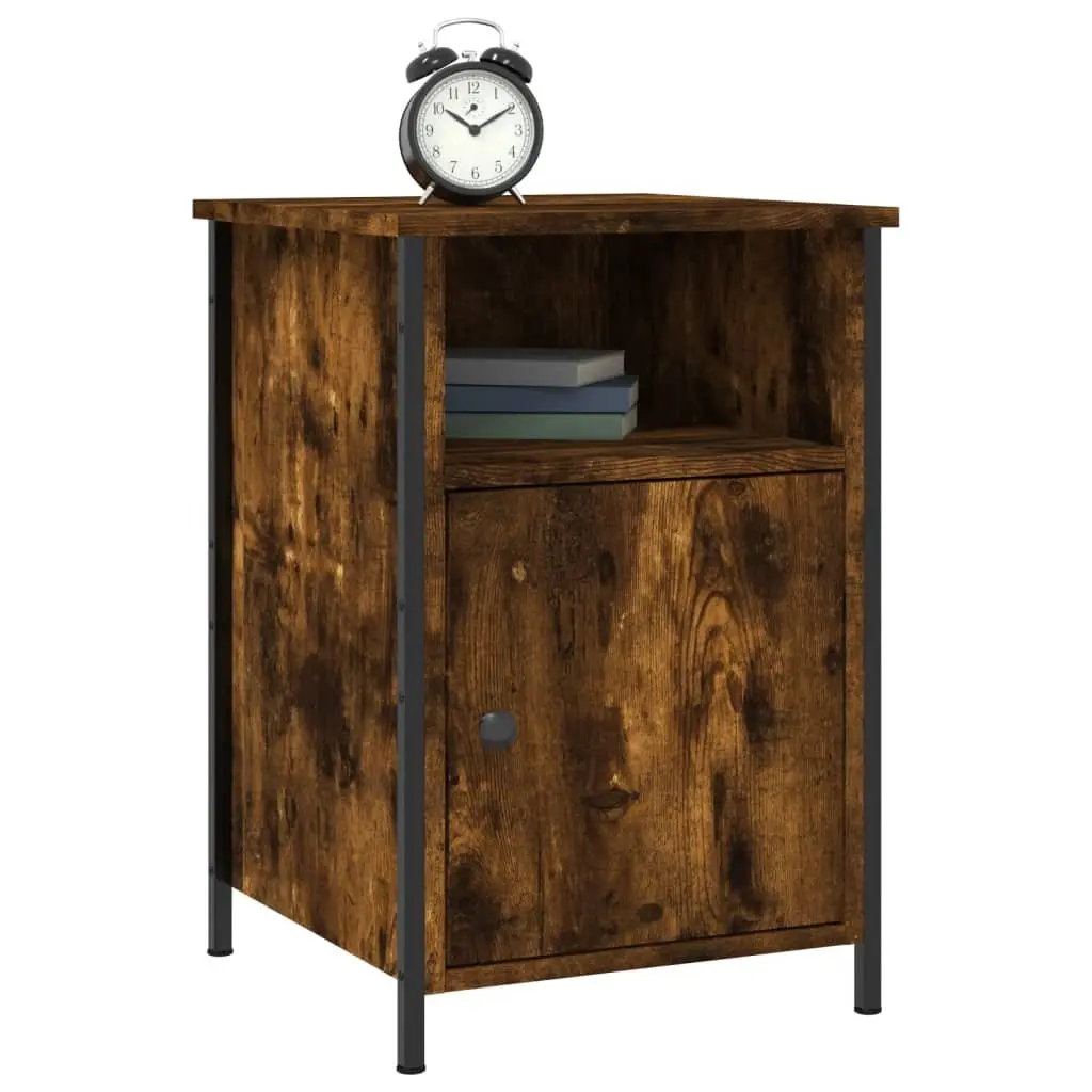 Smoked Oak Bedside Cabinet 40x42x60cm Engineered Wood Nightstand Storage 2 Piece Set