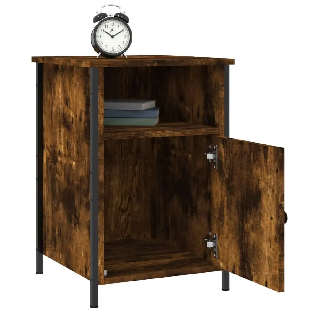 Smoked Oak Bedside Cabinet 40x42x60cm Engineered Wood Nightstand Storage 2 Piece Set