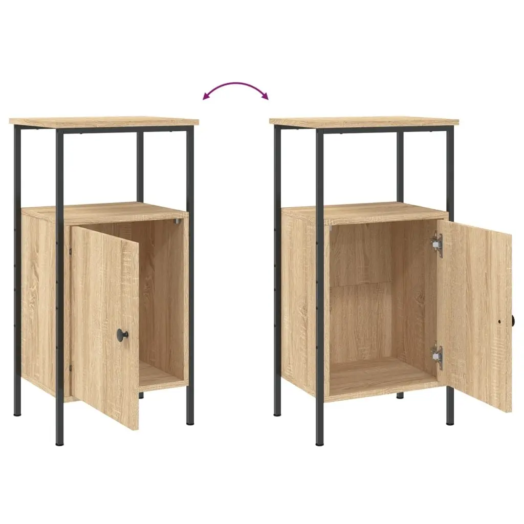 Bedside Cabinets Brown 41x31x80 cm Engineered Wood Industrial Nightstand 2 Piece
