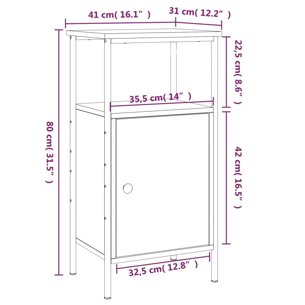 Bedside Cabinets Grey 2 pcs Industrial Nightstand Storage for Bedroom