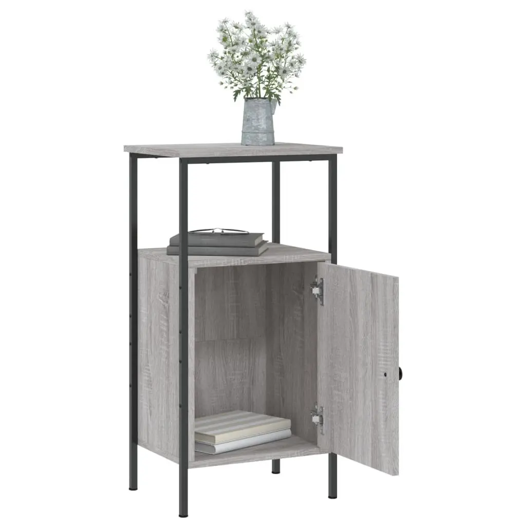 Bedside Cabinets Grey 2 pcs Industrial Nightstand Storage for Bedroom