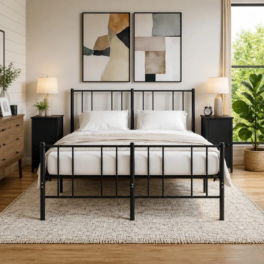 Bedside Cabinets Black 32x42x80 cm Industrial Nightstand Storage 2 Piece