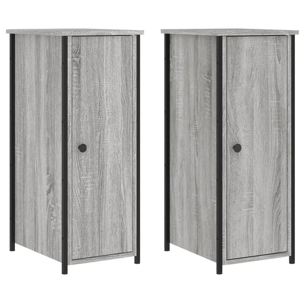 Bedside Cabinets Grey Sonoma 2 Piece Industrial Style Engineered Wood Storage