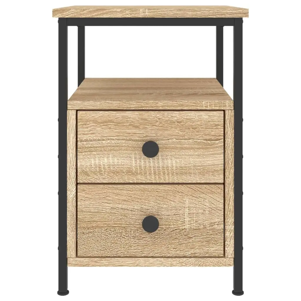 Bedside Cabinets Brown Engineered Wood Nightstand Storage Side Table 2 Piece