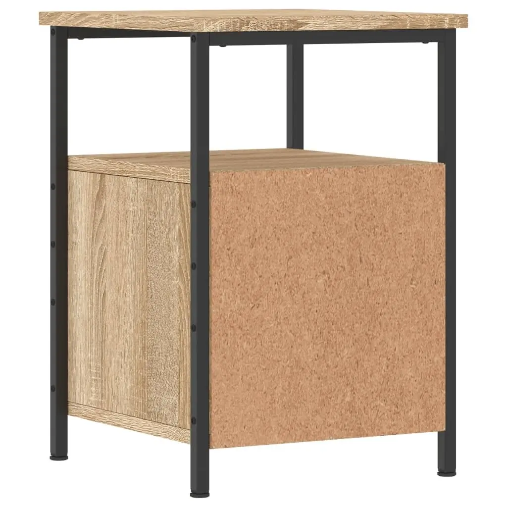 Bedside Cabinets Brown Engineered Wood Nightstand Storage Side Table 2 Piece