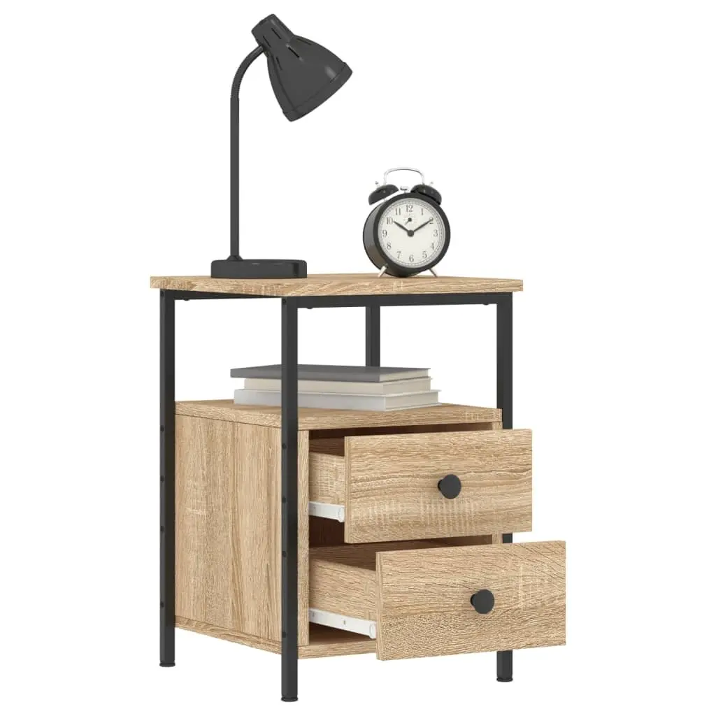 Bedside Cabinets Brown Engineered Wood Nightstand Storage Side Table 2 Piece