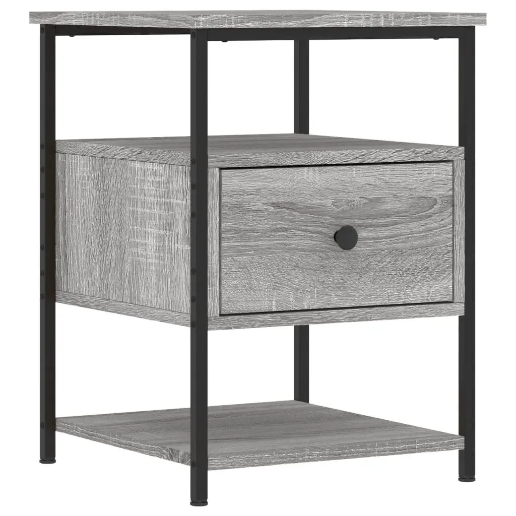 Bedside Cabinet Grey 40x42x56 cm Storage Nightstand Table 2 Piece Set