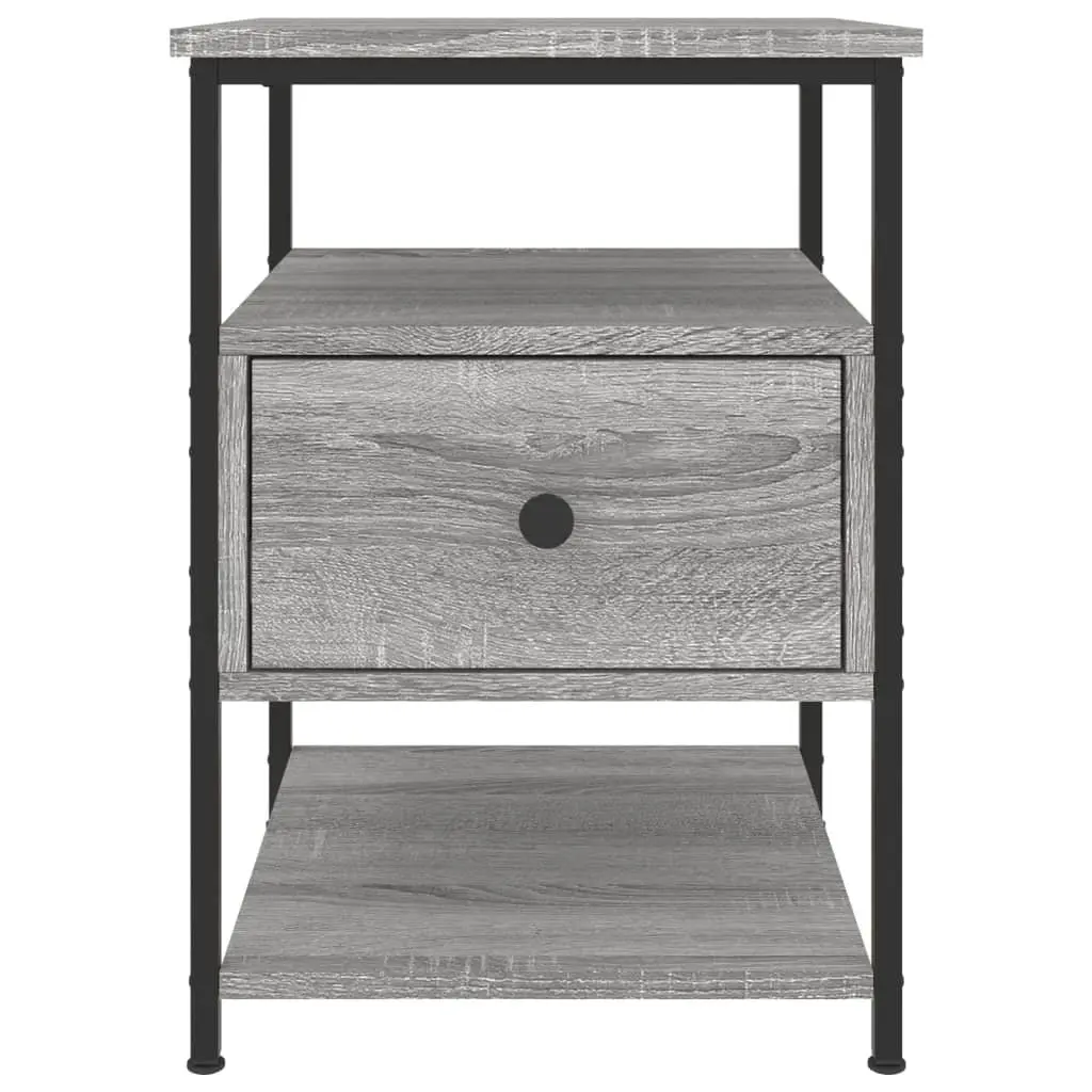 Bedside Cabinet Grey 40x42x56 cm Storage Nightstand Table 2 Piece Set