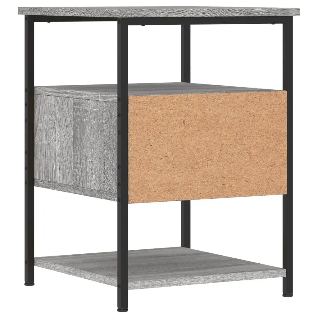 Bedside Cabinet Grey 40x42x56 cm Storage Nightstand Table 2 Piece Set