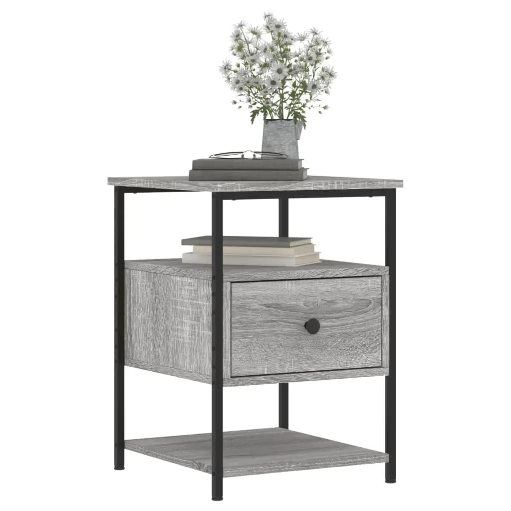 Bedside Cabinet Grey 40x42x56 cm Storage Nightstand Table 2 Piece Set