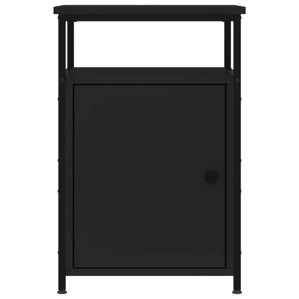 Bedside Cabinets Black 2 pcs Engineered Wood Storage Nightstand Table