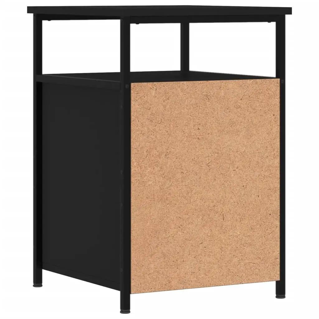 Bedside Cabinets Black 2 pcs Engineered Wood Storage Nightstand Table