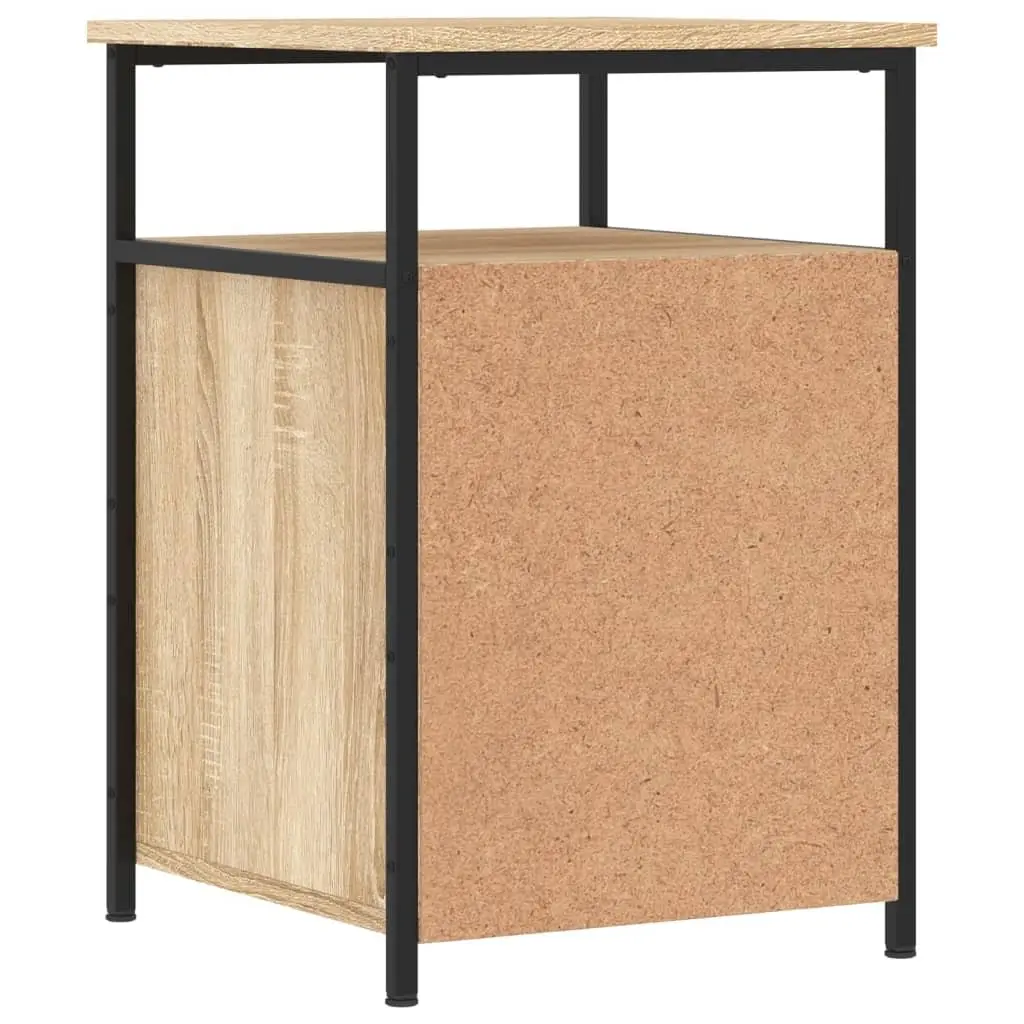 Bedside Cabinets Brown 2 pcs Compact Storage Tables with Iron Frame and Adjustable Feet