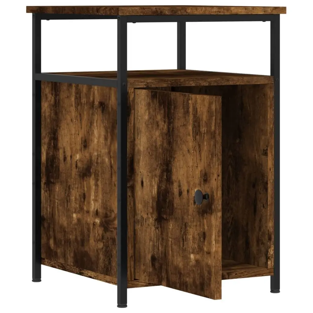 Smoked Oak Bedside Cabinet 40x42x60cm Engineered Wood Storage Side Table Set of 2