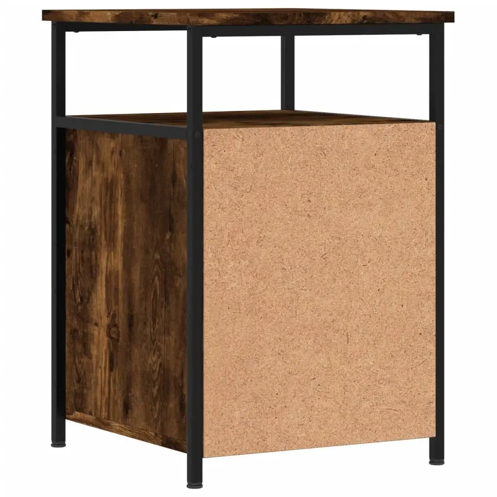 Smoked Oak Bedside Cabinet 40x42x60cm Engineered Wood Storage Side Table Set of 2