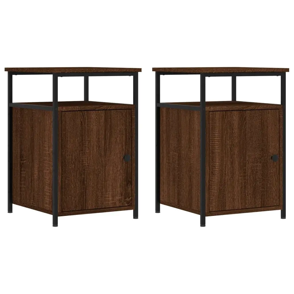 Bedside Cabinets Brown Oak 40x42x60 cm Engineered Wood Storage Tables 2 Piece