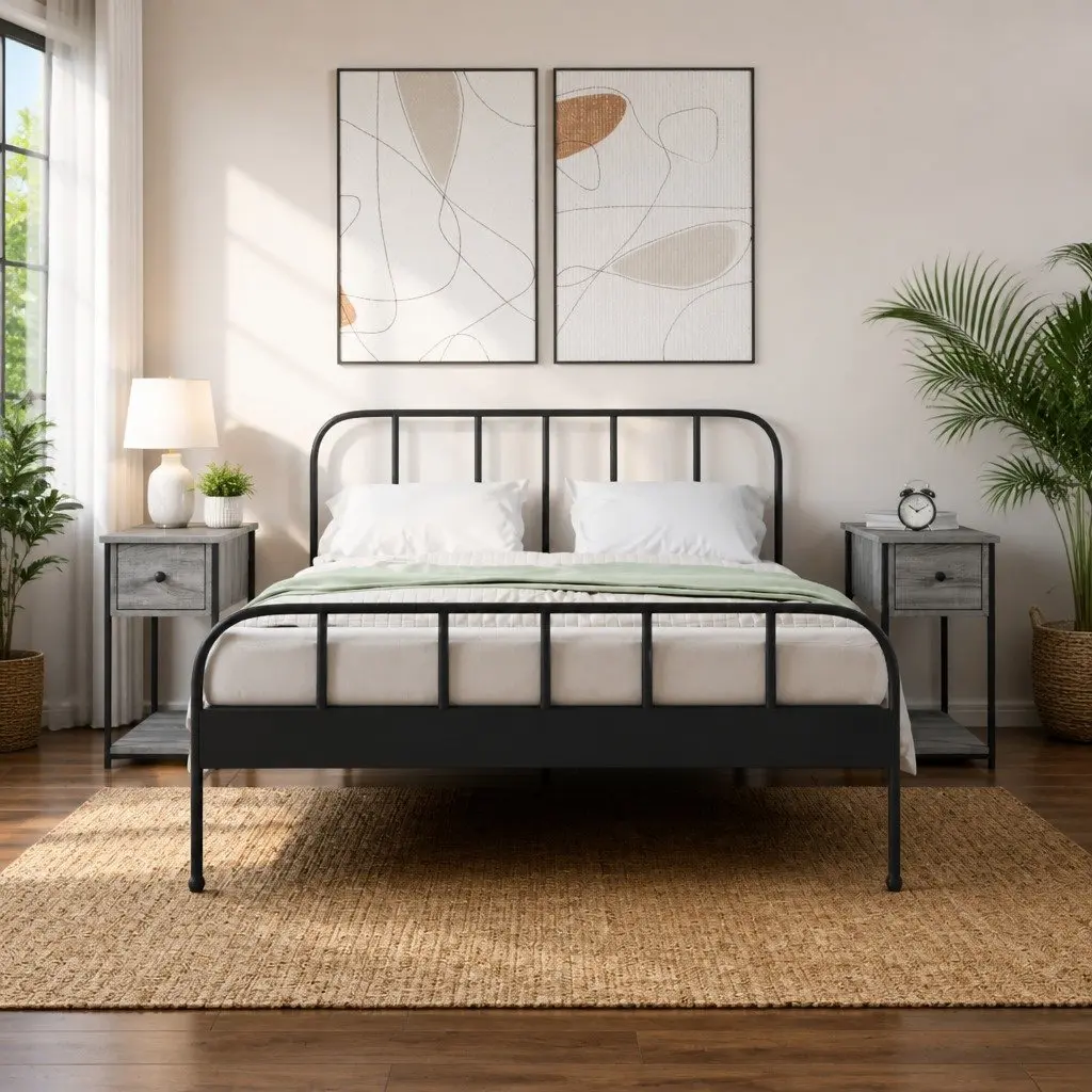 Bedside Cabinets Grey Sonoma Engineered Wood 2 Piece Bedroom Storage Furniture