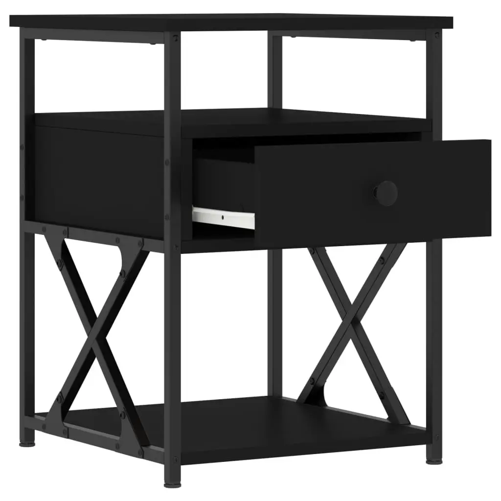 Bedside Cabinets Black 40x42x55 cm Storage Nightstand 2 Piece Set Bedroom Furniture