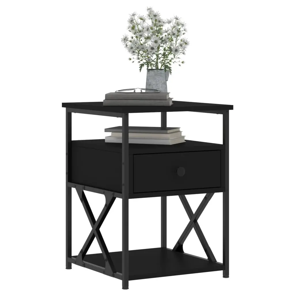 Bedside Cabinets Black 40x42x55 cm Storage Nightstand 2 Piece Set Bedroom Furniture