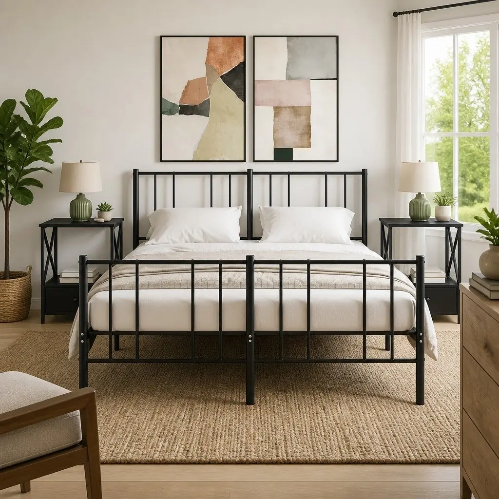 Bedside Tables Black 50x41x65 cm Industrial Style Storage