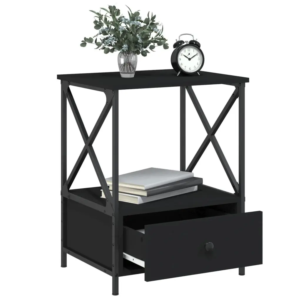 Bedside Tables Black 50x41x65 cm Industrial Style Storage