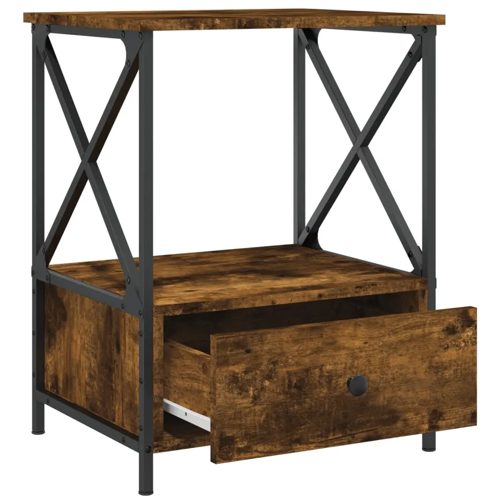 Bedside Tables Brown 50x41x65 cm Industrial Style Storage Engineered Wood 2 Piece