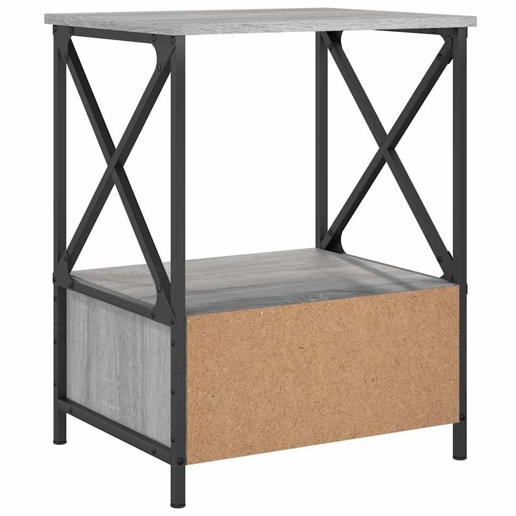 Bedside Tables Grey 50x41x65 cm Engineered Wood Industrial Style 2 Piece Set