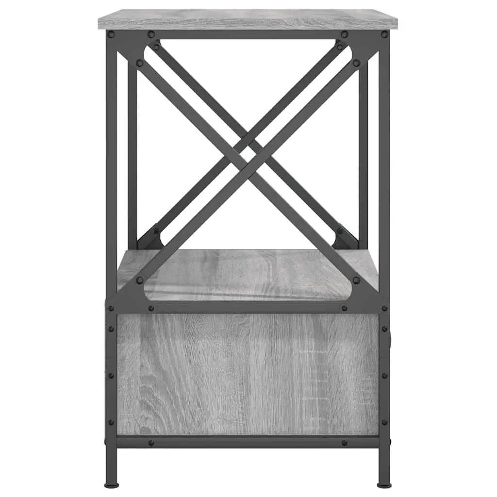 Bedside Tables Grey 50x41x65 cm Engineered Wood Industrial Style 2 Piece Set