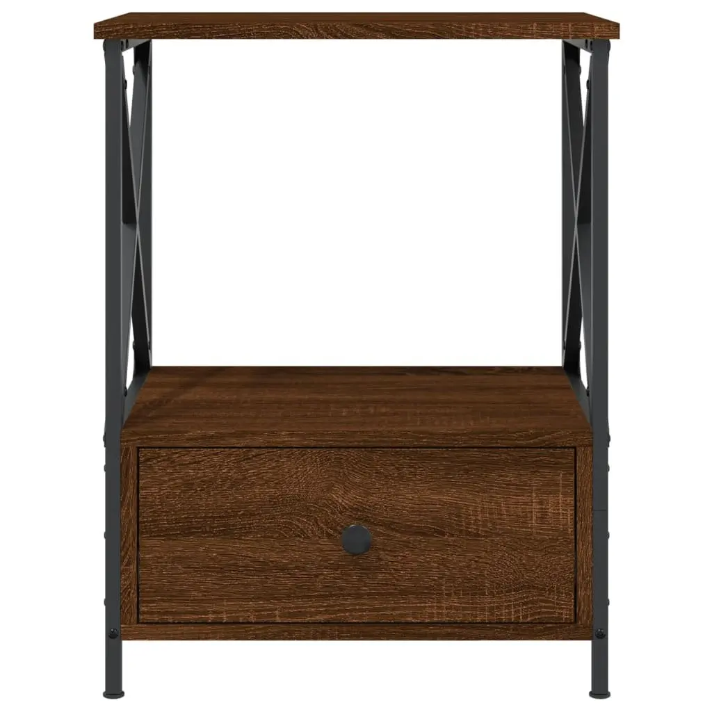 Bedside Tables Brown 2 Piece Industrial Style Storage Furniture