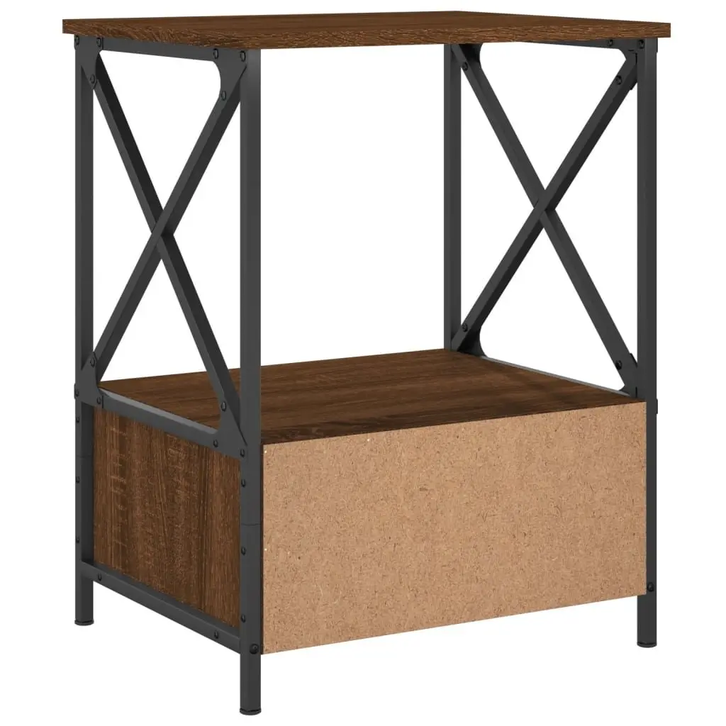 Bedside Tables Brown 2 Piece Industrial Style Storage Furniture