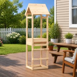 Wooden Play Tower 53x46.5x194 cm Solid Pine Outdoor Playground Climbing
