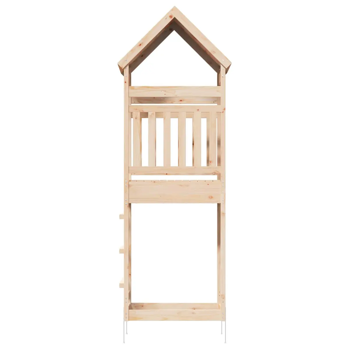 Wooden Play Tower Brown Outdoor Kids Backyard Playhouse with Roof