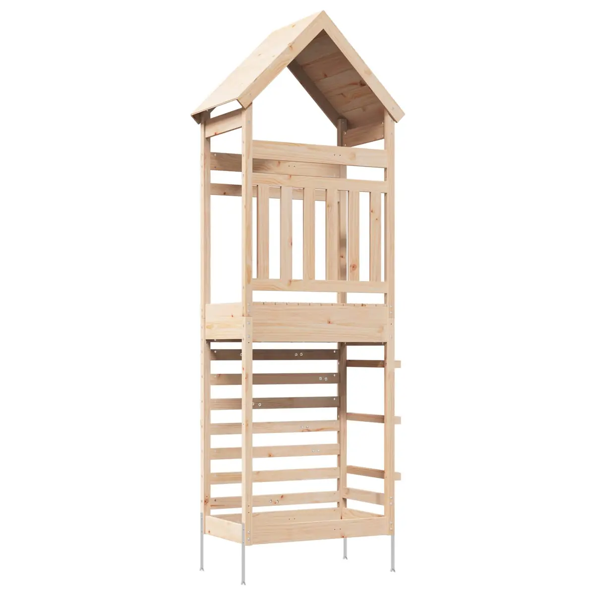 Outdoor Play Tower Brown Wooden Climbing Slide Hideaway Garden