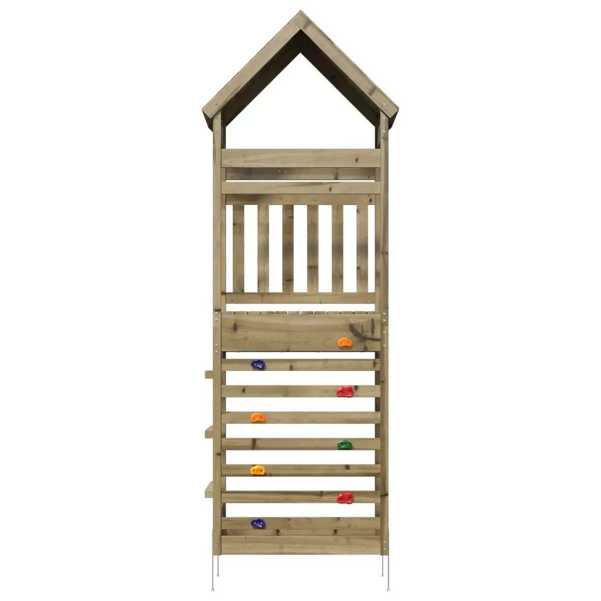 Outdoor Play Tower Brown Solid Wood Climbing Slide Shaded Roof