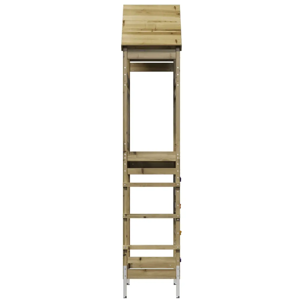 Outdoor Play Tower Brown Solid Wood Climbing Slide Shaded Roof