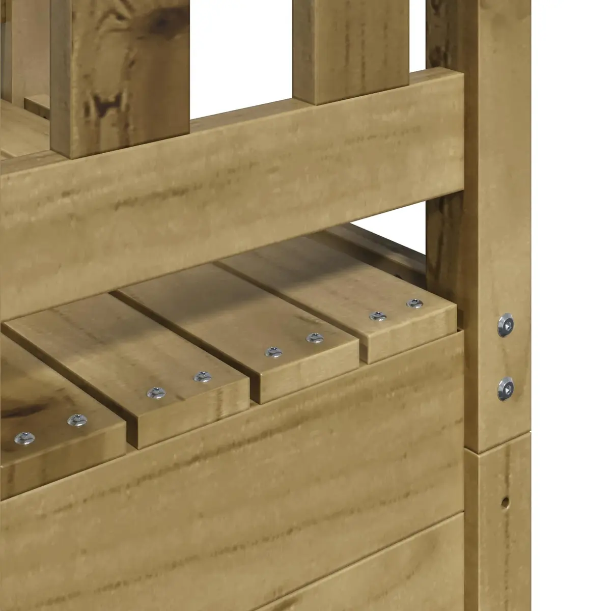 Outdoor Play Tower Brown Solid Wood Climbing Slide Shaded Roof