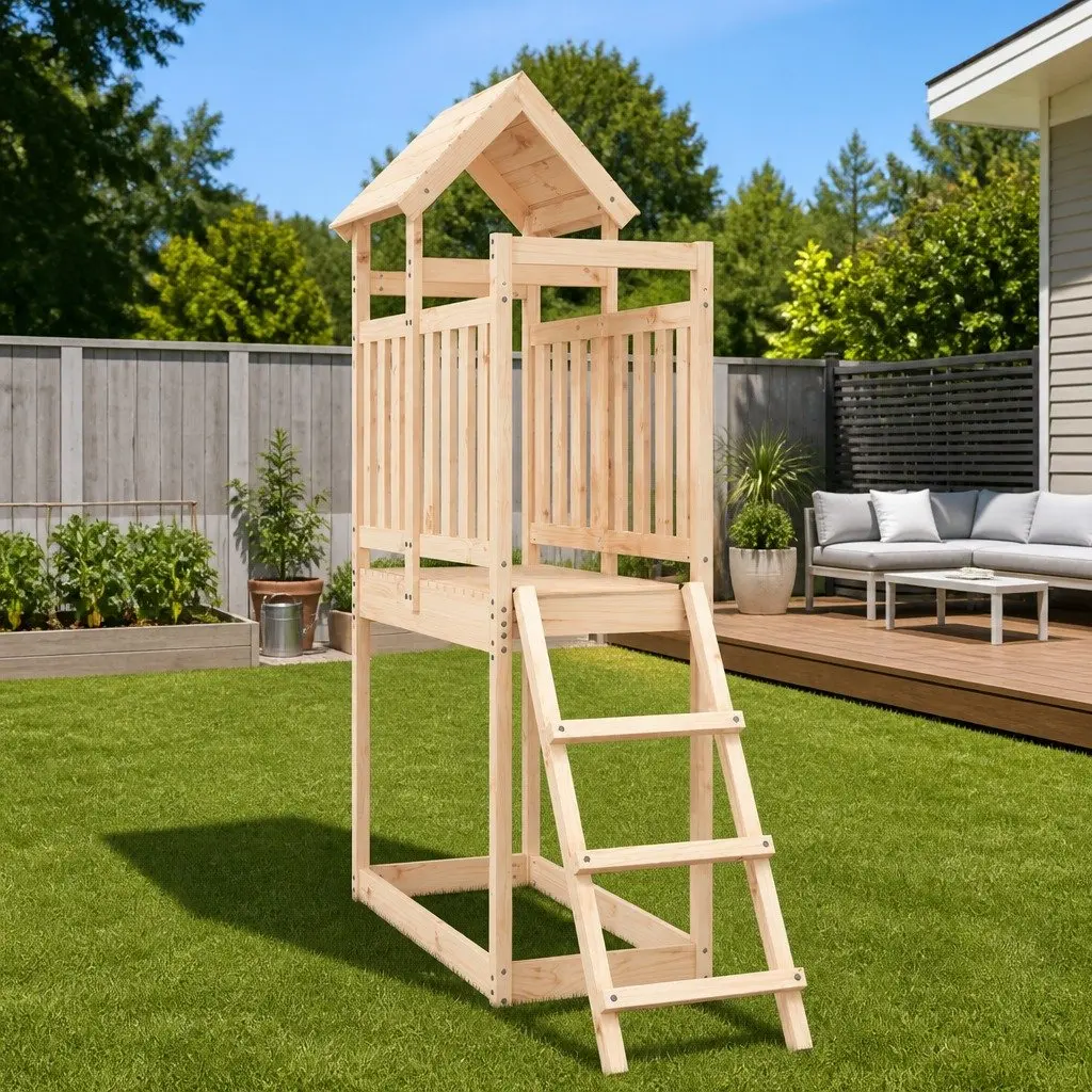 Wooden Outdoor Playset Brown 53x110x214 cm Solid Pine Wood Sturdy Frame