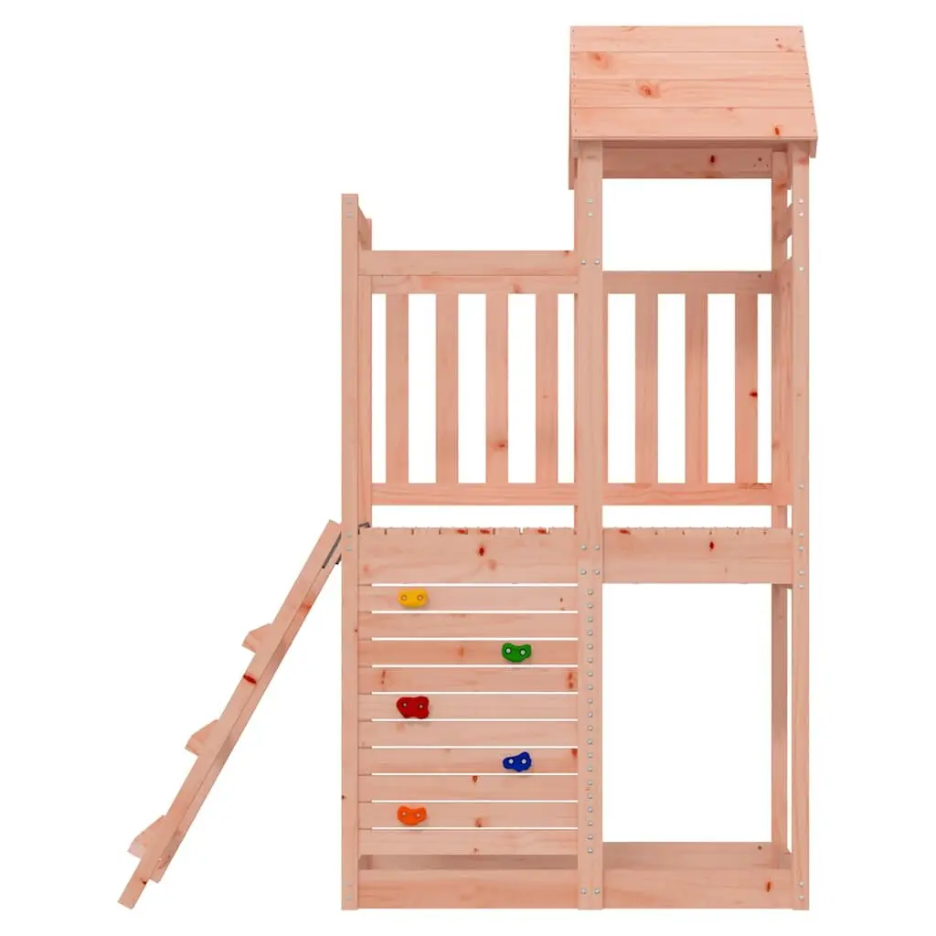 Wooden Climbing Frame Brown Outdoor Playset Rock Wall Ladder