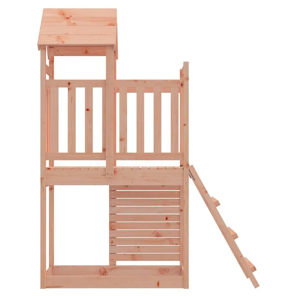 Wooden Climbing Frame Brown Outdoor Playset Rock Wall Ladder
