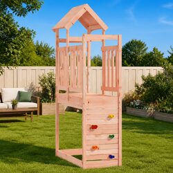 Wooden Play Tower with Rockwall: Simple and Effective