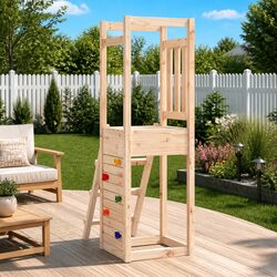 Wooden Playset Featuring Rockwall and Ladder