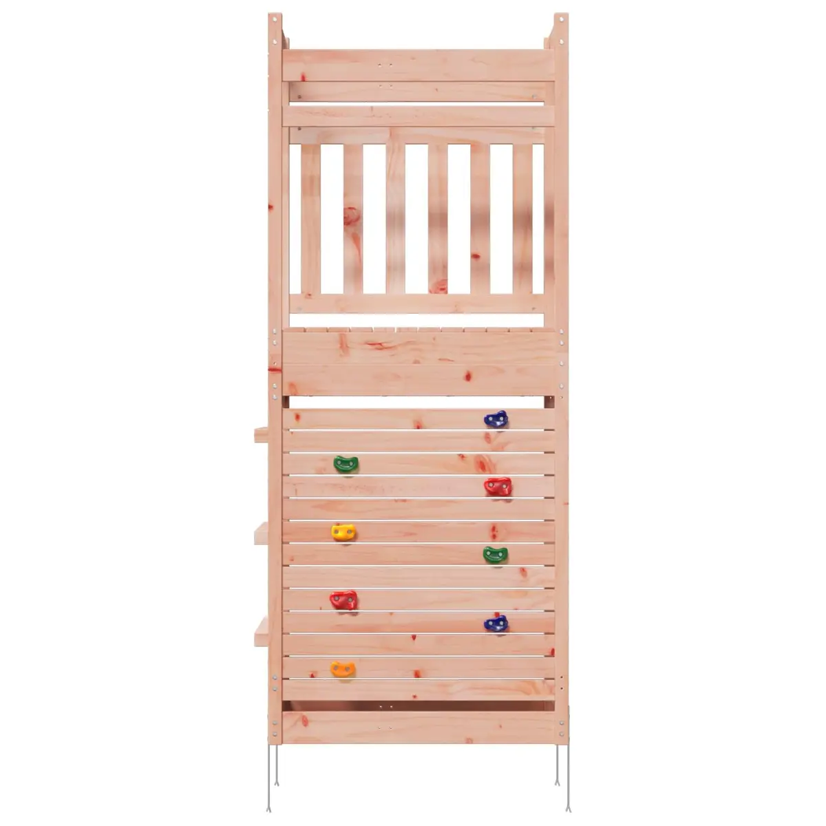 Wooden Outdoor Play Tower Brown Outdoor Playset with Secure Railings and Open Play Area